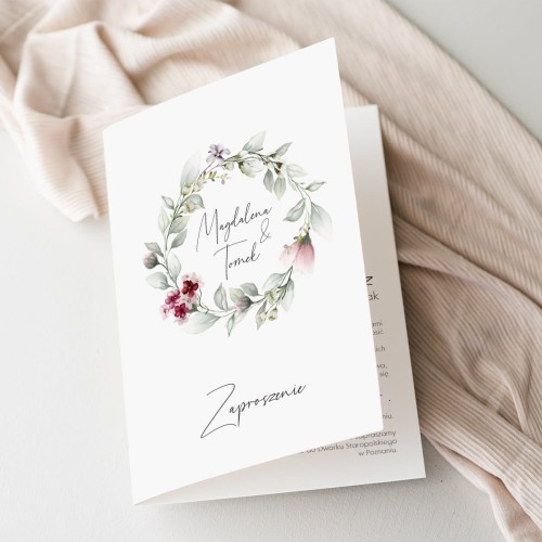 Zaproszenia ślubne drukowane z akwarelowym kwiatowym motywem