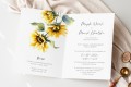 Pełne słońca zaproszenia ślubne ze słonecznikami - rozkładane 12x17