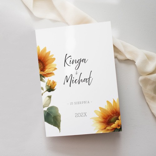 Słonecznikowe Love – Nowoczesne Zaproszenia Ślubne - rozkładane 10x15