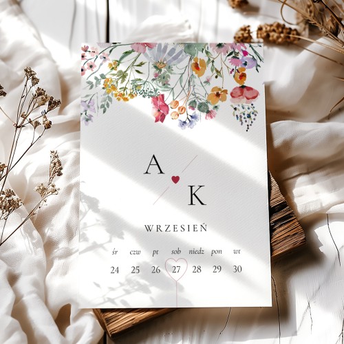  Zaproszenia ślubne Polna Sielanka - jednokartowe 12x17