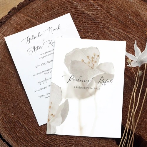 Zaproszenia ślubne "Biały kwiat" dwie karty 12x17