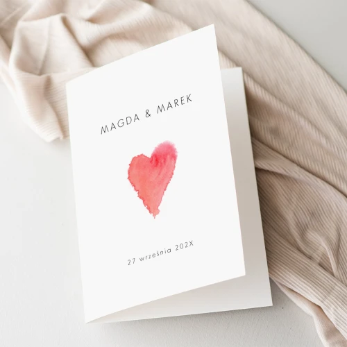 Zaproszenia ślubne z malowanym serduszkiem - rozkładane 12x17