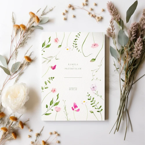 Zaproszenia ślubne "Pachnący groszek" - 10x15 jednokartowe 