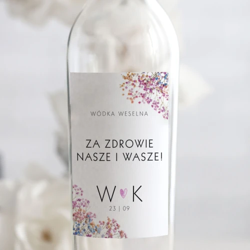 Weselne naklejki na butelkę