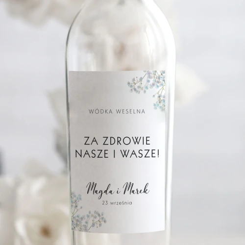 Weselne naklejki na butelkę