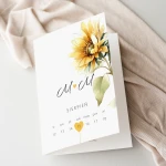 Pełne słońca zaproszenia ślubne ze słonecznikami - rozkładane 12x17
