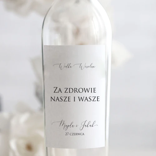 Weselne naklejki na butelkę minimalistyczne
