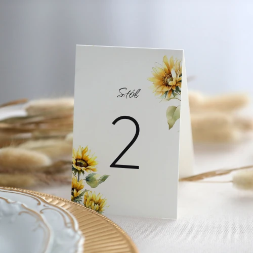 Numerki na stół ze słonecznikami