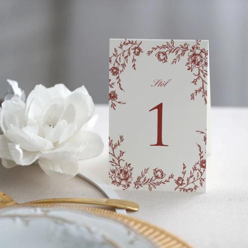 Numerki na stół Flora Vintage z kwiatami w kolorze burgund