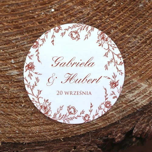 Naklejki ślubne - różne rozmiary - kolor burgund