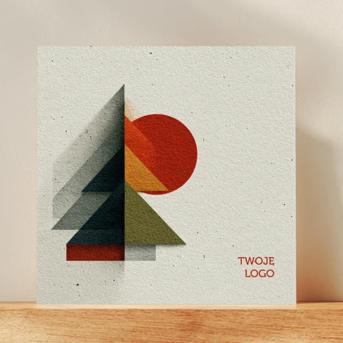 Abstrakcyjne kartki firmowe z logo na Boże Narodzenie - 14,5x14,5 cm rozkładane