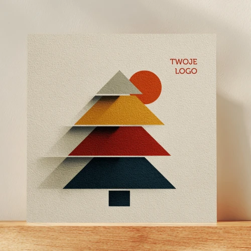 Proste kartki firmowe z logo na Boże Narodzenie - 14,5x14,5 cm rozkładane