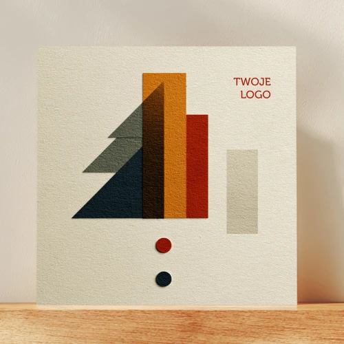Abstrakcyjne kartki firmowe z logo na Boże Narodzenie - 14,5x14,5 cm rozkładane