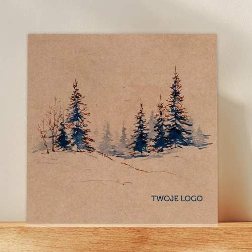 Eko kartki firmowe na Boże Narodzenie - zimowy las - 14,5x14,5 cm