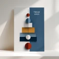 Geometryczne kartki firmowe na Boże Narodzenie z choinką - 10x15 rozkładane