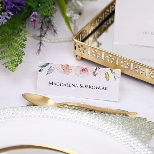 Winietki drukowane - pudrowe róże