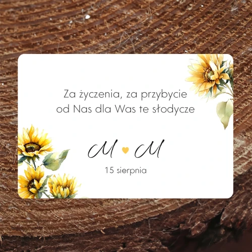Naklejki na ciasto weselne ze słonecznikami