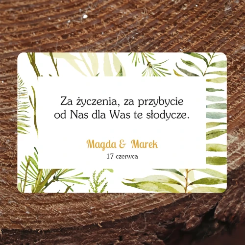 Naklejki na ciasto weselne z liśćmi i paprociami