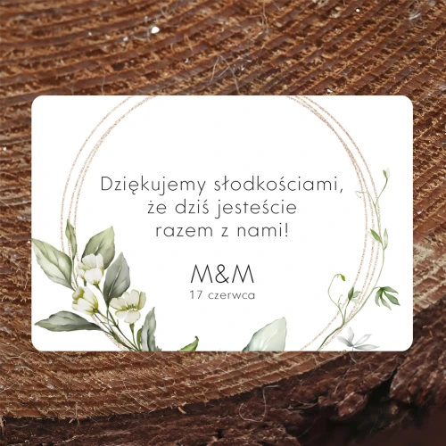 Naklejki na ciasto weselne z zielonym wianuszkiem