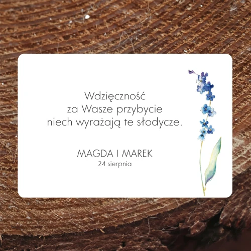 Naklejki na ciasto weselne z motywem niezapominajek