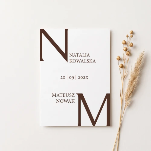 Zaproszenia ślubne - Czekoladowa Typografia - 10x15 jednokartkowe