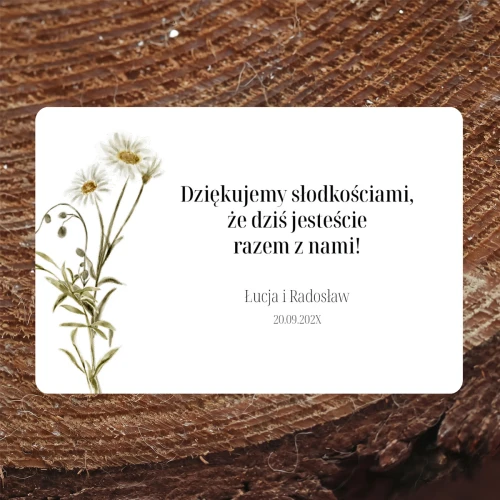 Naklejki na ciasto weselne z akwarelową stokrotką