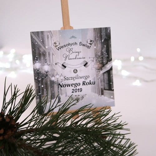 drukowana Kartka Firmowa - motyw miasteczka zimą