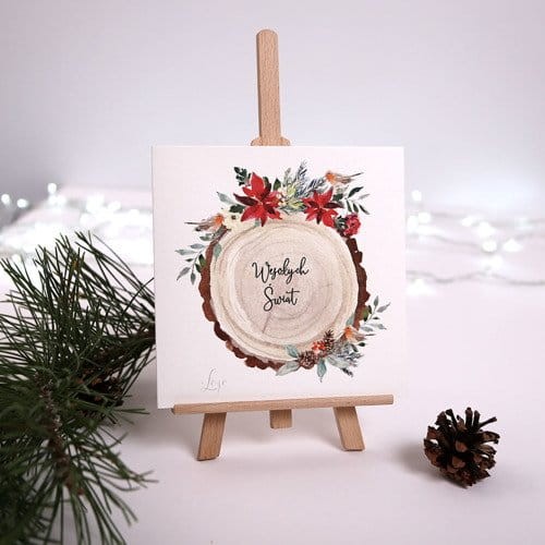 Kartki Firmowe na Boże Narodzenie drukowane ze świątecznym motywem graficznym - 14,5 x 14,5 cm