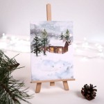 Kartka Firmowa na Boże Narodzenie drukowana - 12x17 cm - Domek w górach