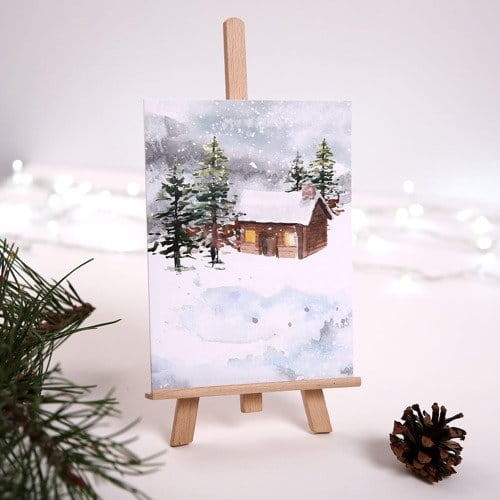 Kartka Firmowa na Boże Narodzenie drukowana 17x12cm - Domek w górach