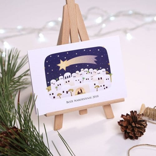 Kartka Firmowa na Boże Narodzenie - drukowana na białym papierze - Betlejem