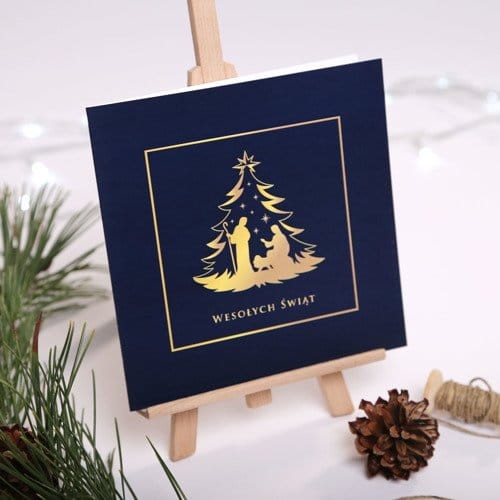 Kartka Firmowa - Szopka bożonarodzeniowa - wersja kolorystyczna granat