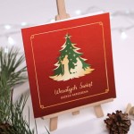 Kartki Firmowe - Szopka bożonarodzeniowa - wersja kolorystyczna czerwona 14,5x14,5 cm