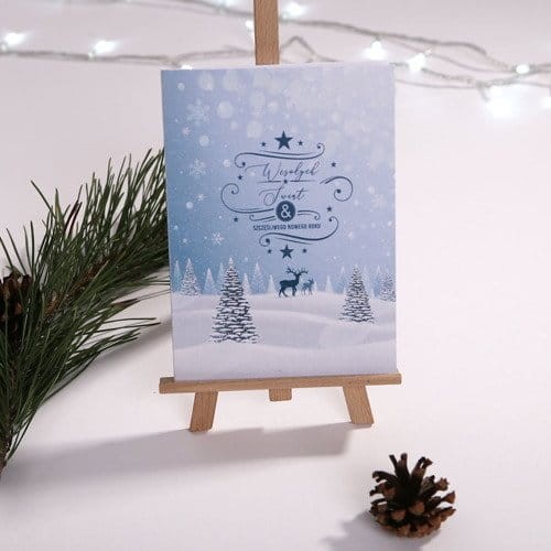 Kartka Firmowa na Boże Narodzenie drukowana 17x12cm z motywem zimowym