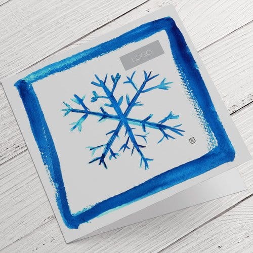 Kartki Firmowe na Boże Narodzenie ze śnieżynką - 14,5 x 14,5 cm