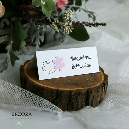 Winietki drukowane z kolekcji puzzle - wzór różowy