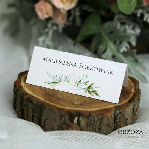 Winietki  z motywem liści i geometrycznych wzorów , eko