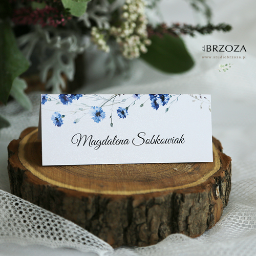 Winietki drukowane na papierze perłowym z kolekcji Vintage - chabry