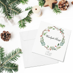 Kartki firmowe na Boże Narodzenie z motywem delikatnego wianuszka - 14,5x14,5 cm