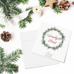 Kartki firmowe na Boże Narodzenie z motywem zimowego wianka - 14,5x14,5 cm