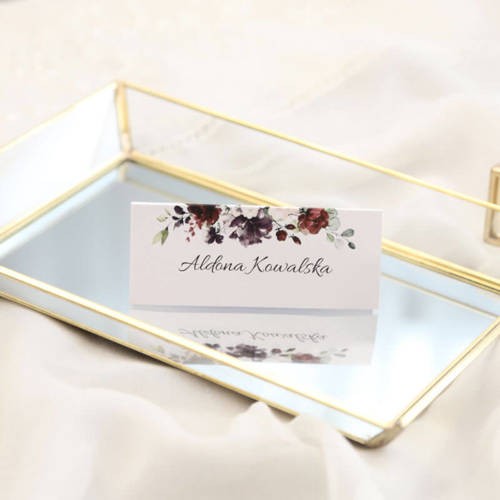 Winietki drukowane - z bordowymi kwiatami