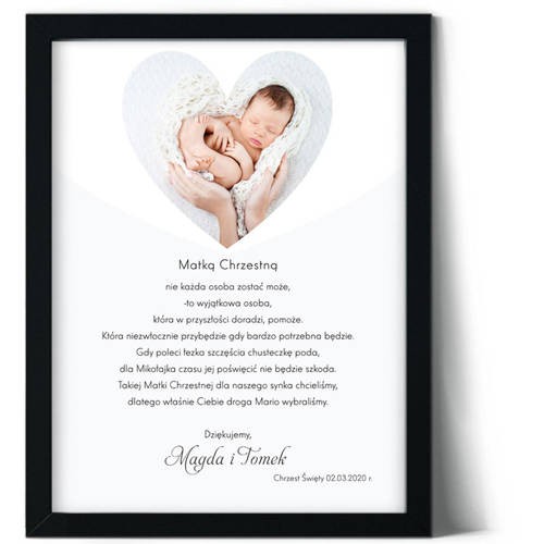 Plakat podziękowanie dla matki chrzestnej
