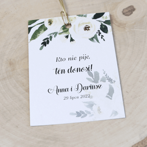 Zestaw 18 zawieszek na alkohol z zielonym motywem kwiatowym