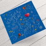 Kartki Firmowe na Boże Narodzenie - Świąteczna ilustracja na niebieskim tle - 14,5x14,5 cm