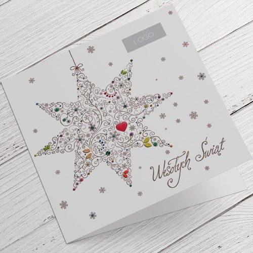 Kartki Firmowe na Boże Narodzenie Gwiazdka Bożonarodzeniowa - 14,5x14,5 cm