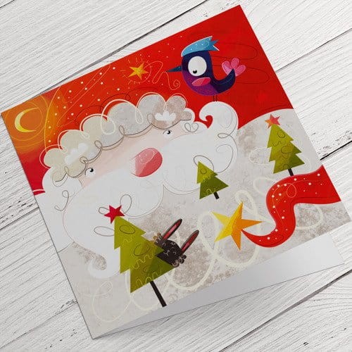 Kartki firmowe na Boże Narodzenie z Mikołajem - 14,5x14,5 cm