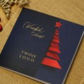 Granatowa kartka Firmowa Boże Narodzenie - drukowana z motywem choinki