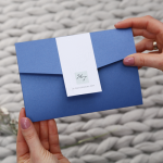 Zaproszenie ślubne z kolekcji Champagne w kolorze niebieskim