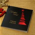 Czarno-czerwona kartka Firmowa Boże Narodzenie - drukowana z motywem choinki