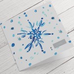 Kartki Firmowe na Boże Narodzenie akwarelowy płatek śniegu  - 14,5 x 14,5 cm